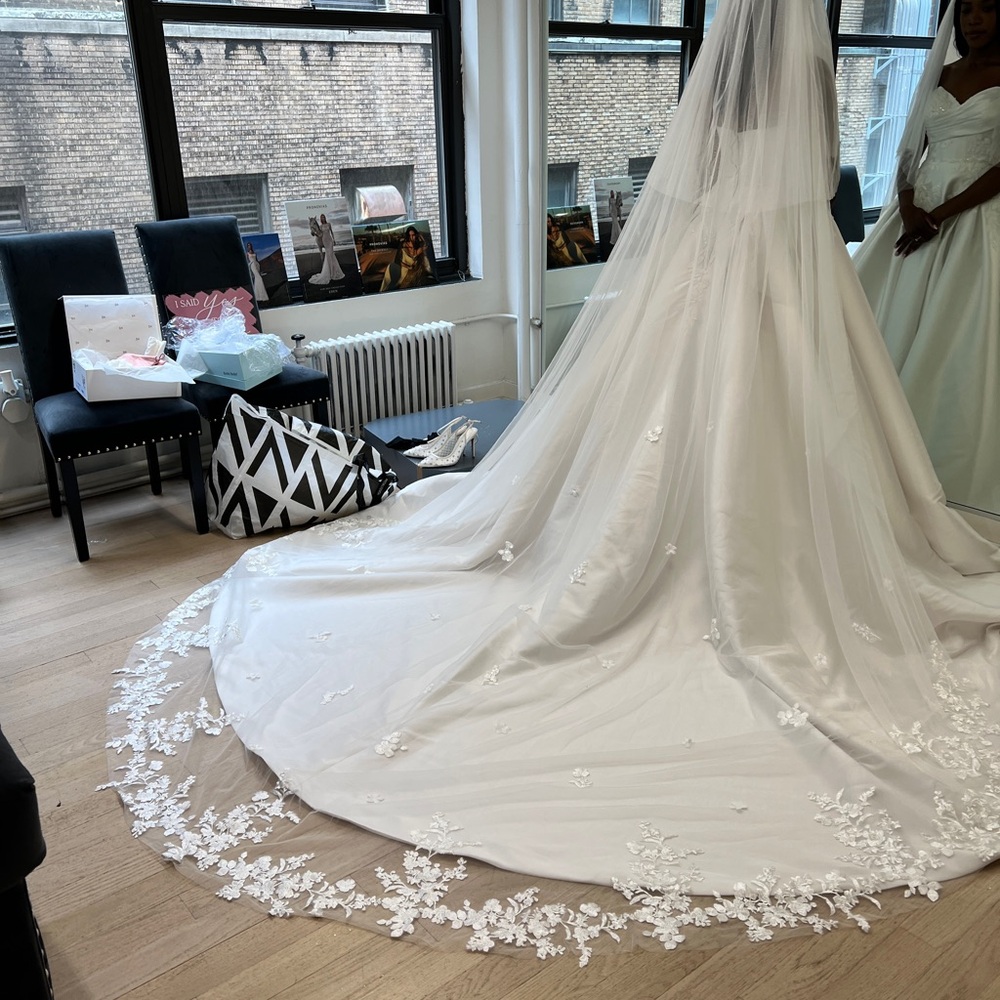 Elegant Strapless Stella Ivory Wedding Dress Gown Size 4 with Matching Veil - Picture 7 of 8